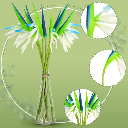 10 Pieces Bird of Paradise Artificial Plant 22 Inch Hawaiian Tropical Flowers Faux Flowers Bouquet Large Elegant Green Plant for Home Garden Decoration Office Wedding Decor Supplies (Red)