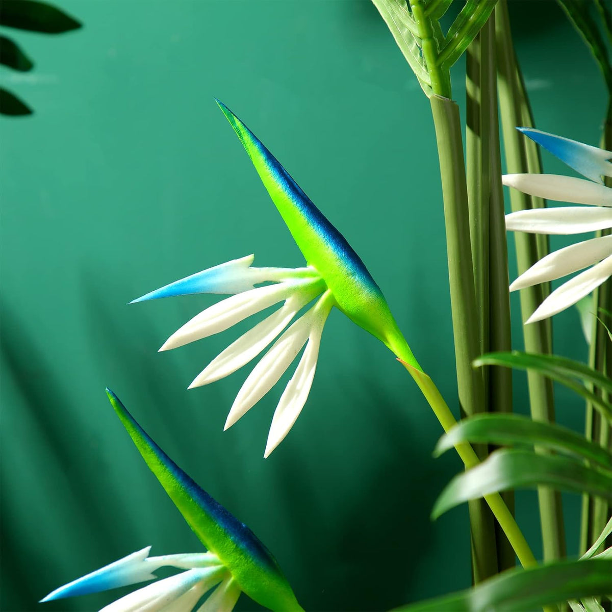 10 Pieces Bird of Paradise Artificial Plant 22 Inch Hawaiian Tropical Flowers Faux Flowers Bouquet Large Elegant Green Plant for Home Garden Decoration Office Wedding Decor Supplies (Red)