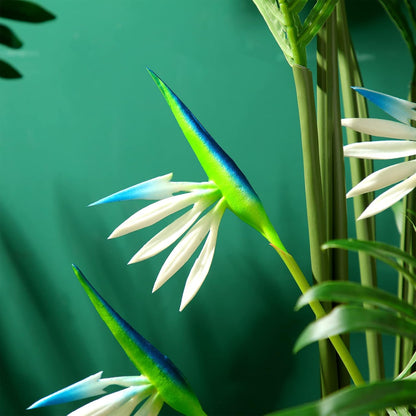 10 Pieces Bird of Paradise Artificial Plant 22 Inch Hawaiian Tropical Flowers Faux Flowers Bouquet Large Elegant Green Plant for Home Garden Decoration Office Wedding Decor Supplies (Red)