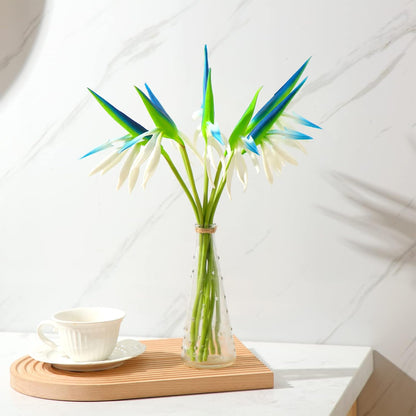 10 Pieces Bird of Paradise Artificial Plant 22 Inch Hawaiian Tropical Flowers Faux Flowers Bouquet Large Elegant Green Plant for Home Garden Decoration Office Wedding Decor Supplies (Red)