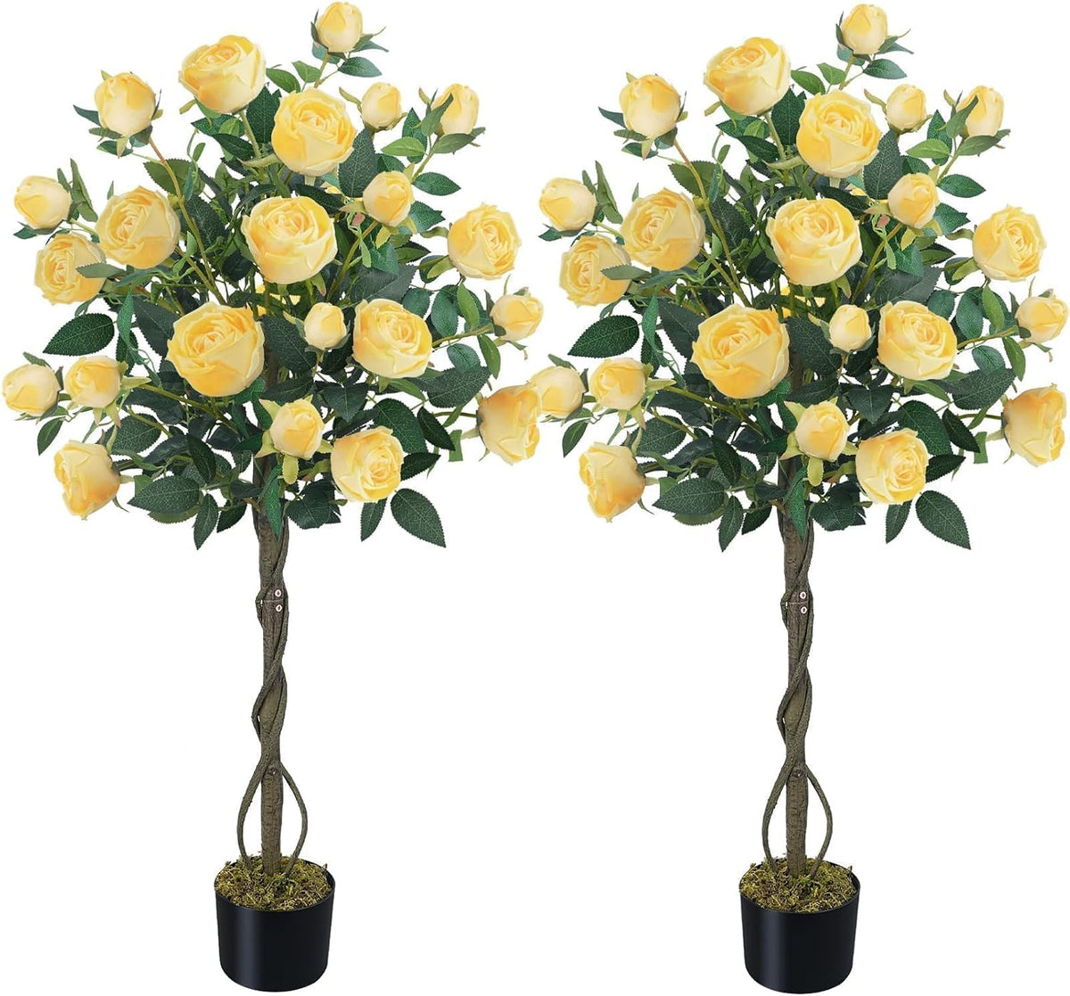 4FT Artificial Outdoor Trees Rose Tree Yellow Floral Tree