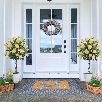 4FT Artificial Outdoor Trees Rose Tree Yellow Floral Tree