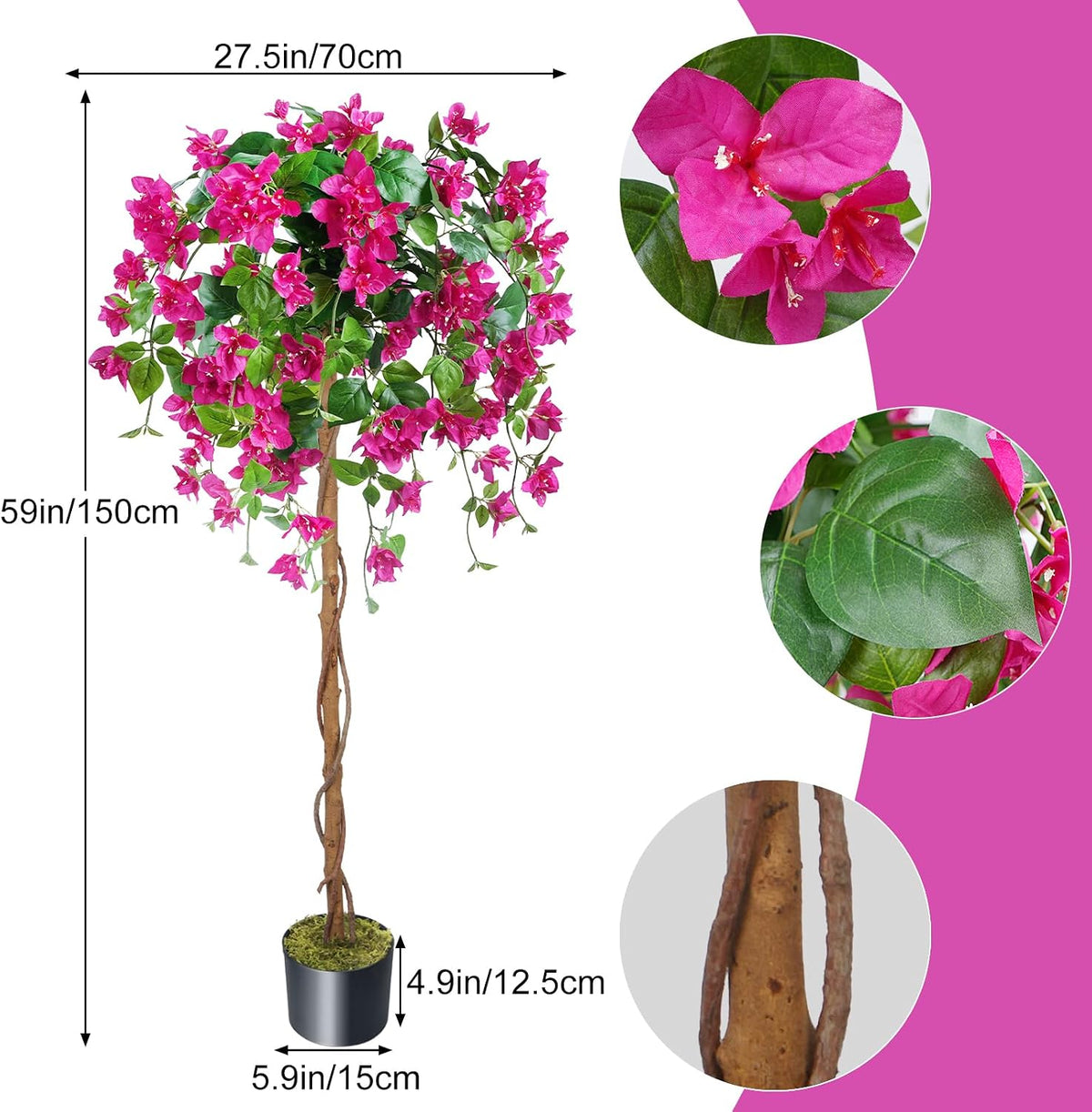 4FT Artificial Outdoor Trees Rose Tree Yellow Floral Tree
