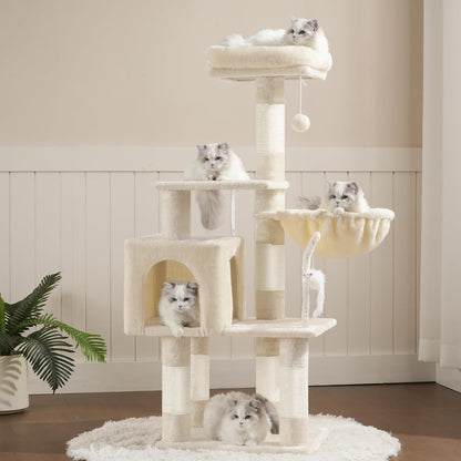Cat Tree with Toy, 43.3 inch Cat Tower for Indoor Cats HCT004SGR | Cat Condo with Durable Sisal Scratching Posts, Cat House with Padded Plush Perch, Cozy Hammock, Green