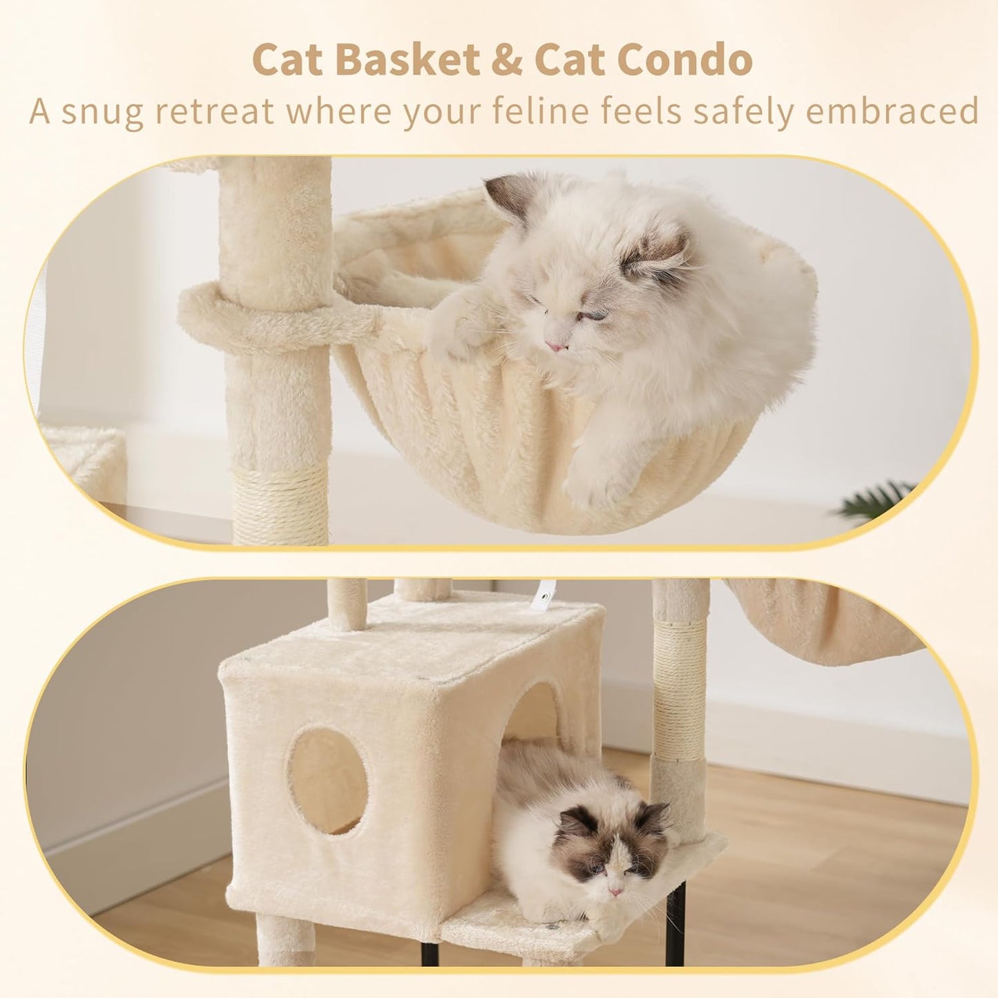 Cat Tree with Toy, 43.3 inch Cat Tower for Indoor Cats HCT004SGR | Cat Condo with Durable Sisal Scratching Posts, Cat House with Padded Plush Perch, Cozy Hammock, Green