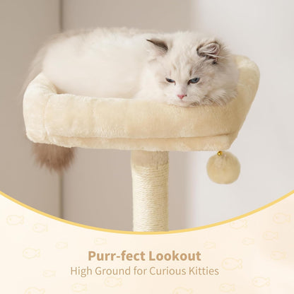 Cat Tree with Toy, 43.3 inch Cat Tower for Indoor Cats HCT004SGR | Cat Condo with Durable Sisal Scratching Posts, Cat House with Padded Plush Perch, Cozy Hammock, Green