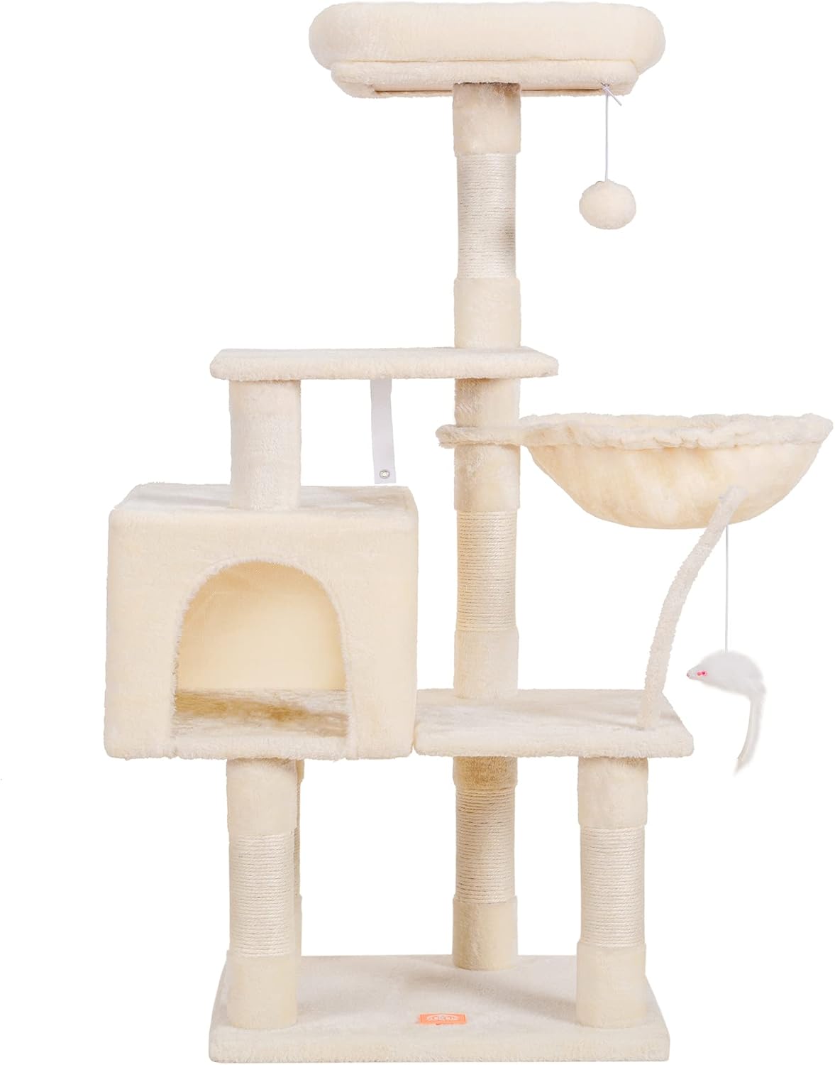 Cat Tree with Toy, 43.3 inch Cat Tower for Indoor Cats HCT004SGR | Cat Condo with Durable Sisal Scratching Posts, Cat House with Padded Plush Perch, Cozy Hammock, Green