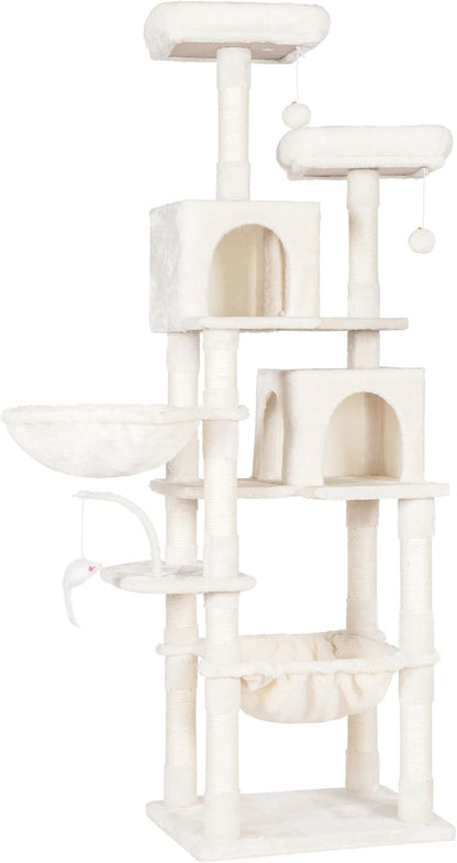 Cat Tree with Toy, 43.3 inch Cat Tower for Indoor Cats HCT004SGR | Cat Condo with Durable Sisal Scratching Posts, Cat House with Padded Plush Perch, Cozy Hammock, Green