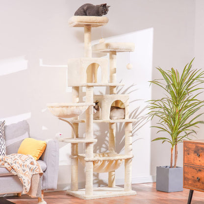 Cat Tree with Toy, 43.3 inch Cat Tower for Indoor Cats HCT004SGR | Cat Condo with Durable Sisal Scratching Posts, Cat House with Padded Plush Perch, Cozy Hammock, Green
