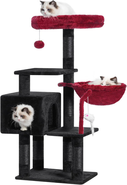 Cat Tree with Toy, 43.3 inch Cat Tower for Indoor Cats HCT004SGR | Cat Condo with Durable Sisal Scratching Posts, Cat House with Padded Plush Perch, Cozy Hammock, Green