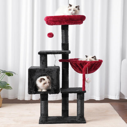 Cat Tree with Toy, 43.3 inch Cat Tower for Indoor Cats HCT004SGR | Cat Condo with Durable Sisal Scratching Posts, Cat House with Padded Plush Perch, Cozy Hammock, Green
