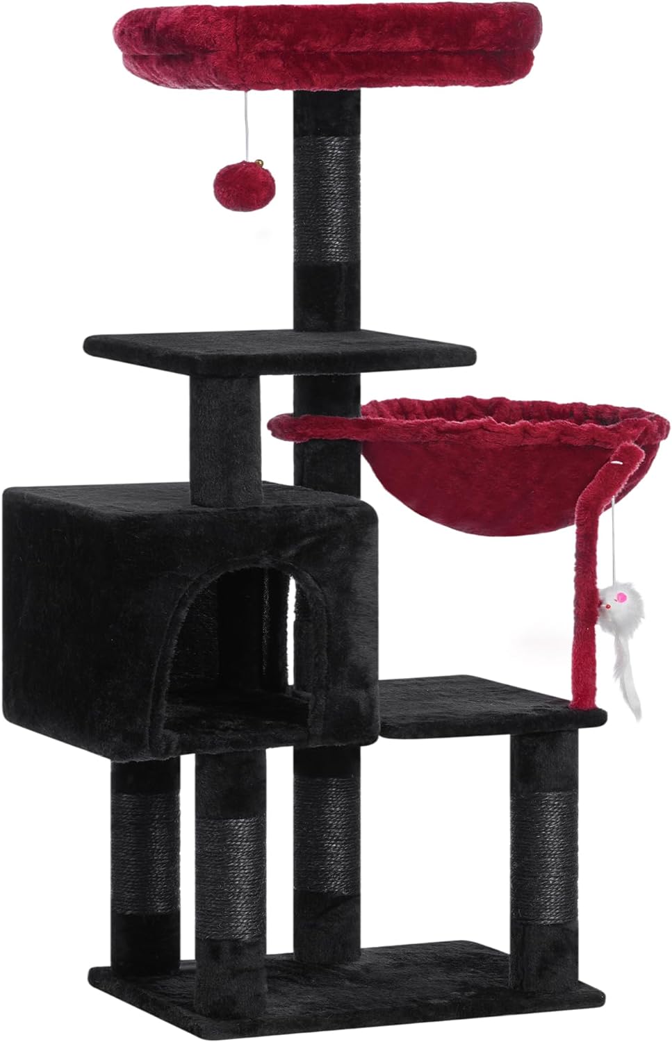 Cat Tree with Toy, 43.3 inch Cat Tower for Indoor Cats HCT004SGR | Cat Condo with Durable Sisal Scratching Posts, Cat House with Padded Plush Perch, Cozy Hammock, Green