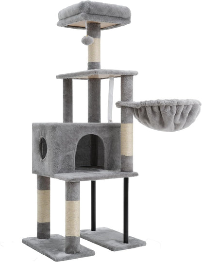 Cat Tree with Toy, 43.3 inch Cat Tower for Indoor Cats HCT004SGR | Cat Condo with Durable Sisal Scratching Posts, Cat House with Padded Plush Perch, Cozy Hammock, Green