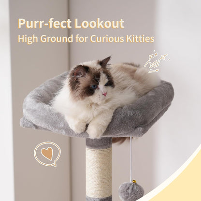Cat Tree with Toy, 43.3 inch Cat Tower for Indoor Cats HCT004SGR | Cat Condo with Durable Sisal Scratching Posts, Cat House with Padded Plush Perch, Cozy Hammock, Green