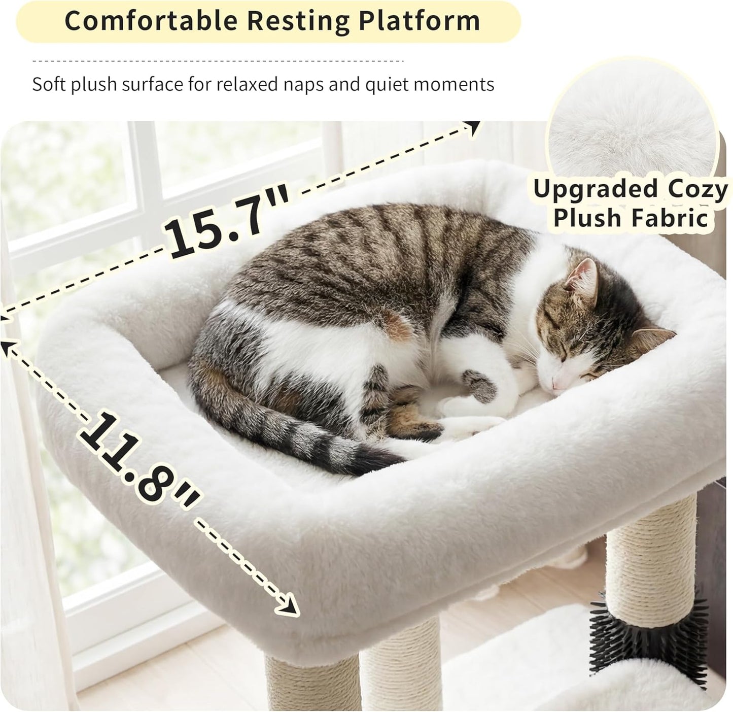 Cat Tree with Toy, 43.3 inch Cat Tower for Indoor Cats HCT004SGR | Cat Condo with Durable Sisal Scratching Posts, Cat House with Padded Plush Perch, Cozy Hammock, Green