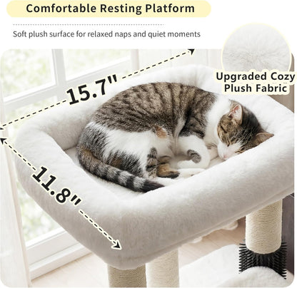 Cat Tree with Toy, 43.3 inch Cat Tower for Indoor Cats HCT004SGR | Cat Condo with Durable Sisal Scratching Posts, Cat House with Padded Plush Perch, Cozy Hammock, Green