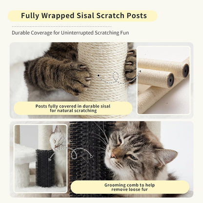 Cat Tree with Toy, 43.3 inch Cat Tower for Indoor Cats HCT004SGR | Cat Condo with Durable Sisal Scratching Posts, Cat House with Padded Plush Perch, Cozy Hammock, Green