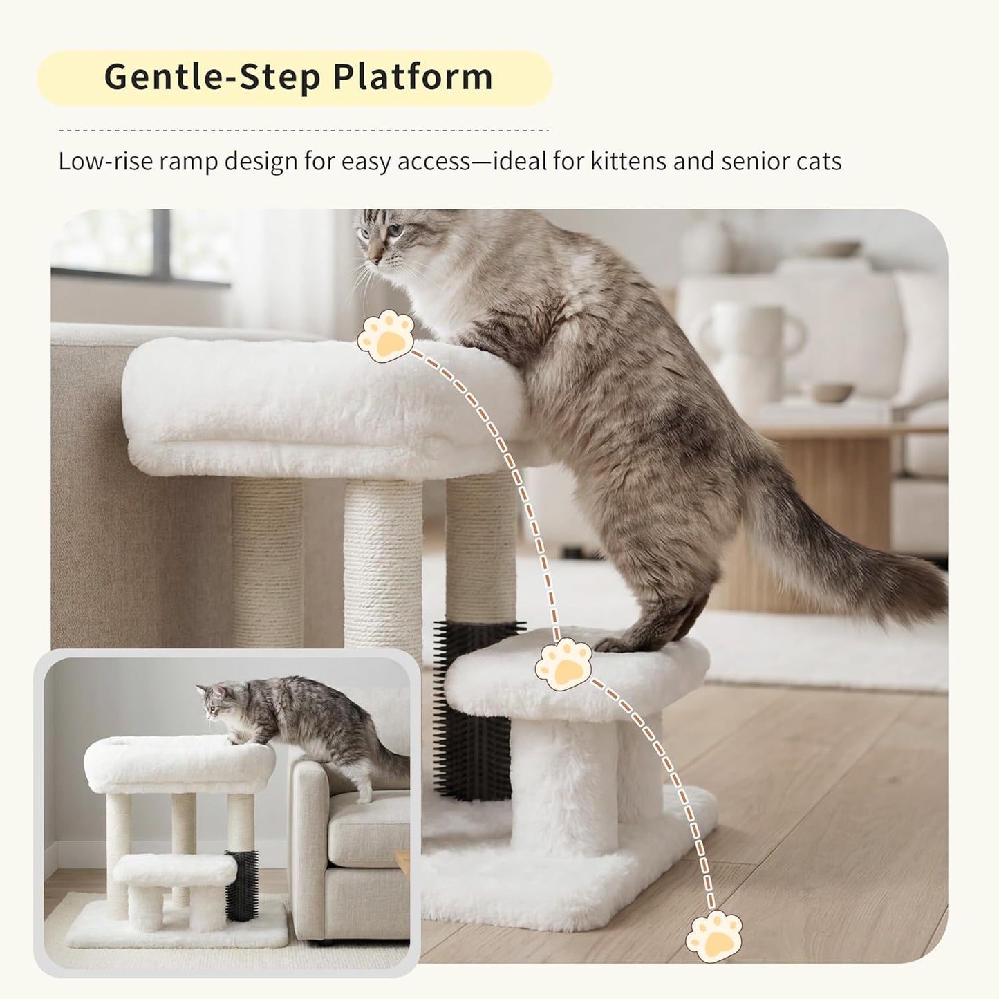 Cat Tree with Toy, 43.3 inch Cat Tower for Indoor Cats HCT004SGR | Cat Condo with Durable Sisal Scratching Posts, Cat House with Padded Plush Perch, Cozy Hammock, Green