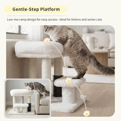 Cat Tree with Toy, 43.3 inch Cat Tower for Indoor Cats HCT004SGR | Cat Condo with Durable Sisal Scratching Posts, Cat House with Padded Plush Perch, Cozy Hammock, Green