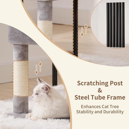 Cat Tree with Toy, 43.3 inch Cat Tower for Indoor Cats HCT004SGR | Cat Condo with Durable Sisal Scratching Posts, Cat House with Padded Plush Perch, Cozy Hammock, Green