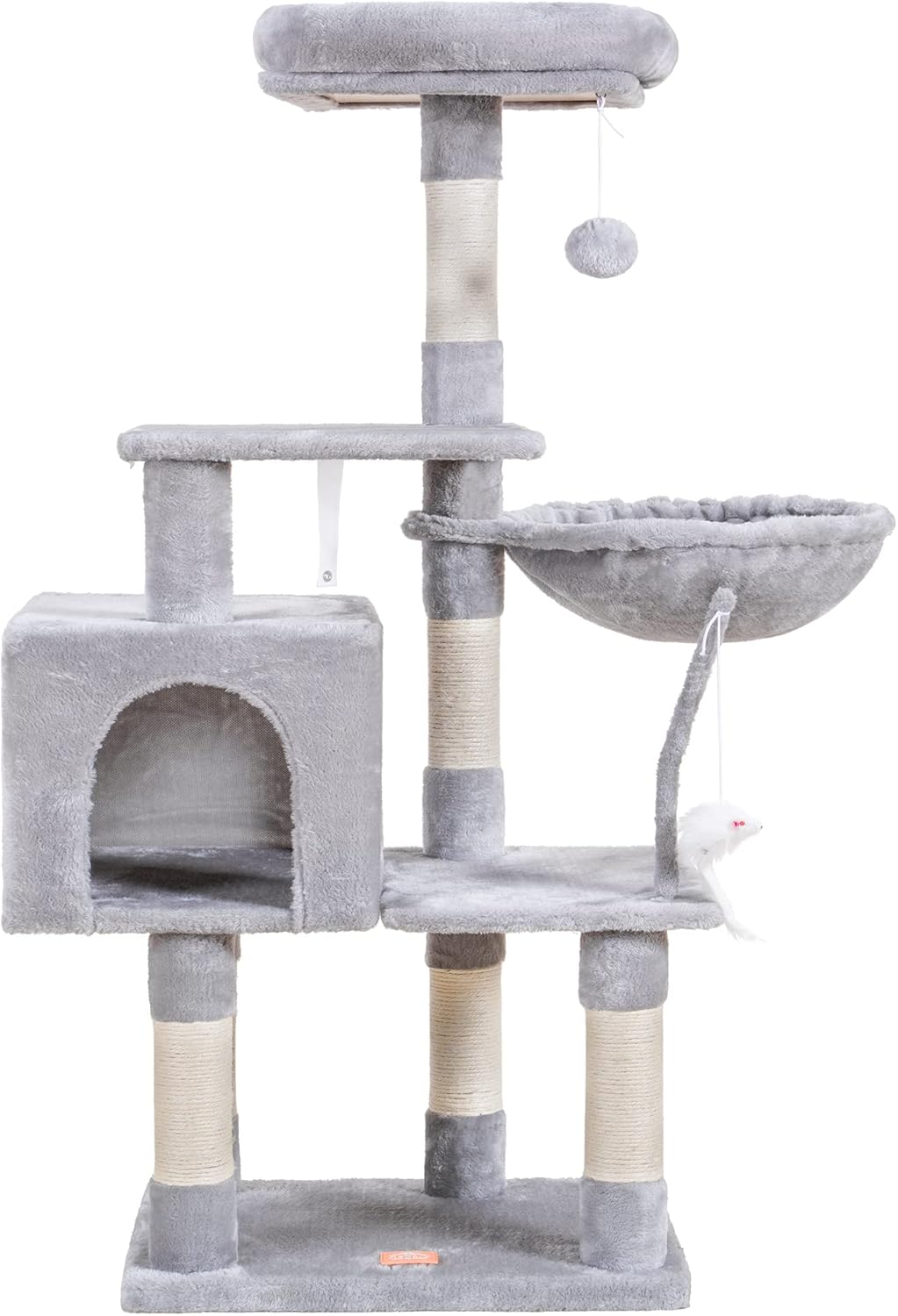 Cat Tree with Toy, 43.3 inch Cat Tower for Indoor Cats HCT004SGR | Cat Condo with Durable Sisal Scratching Posts, Cat House with Padded Plush Perch, Cozy Hammock, Green