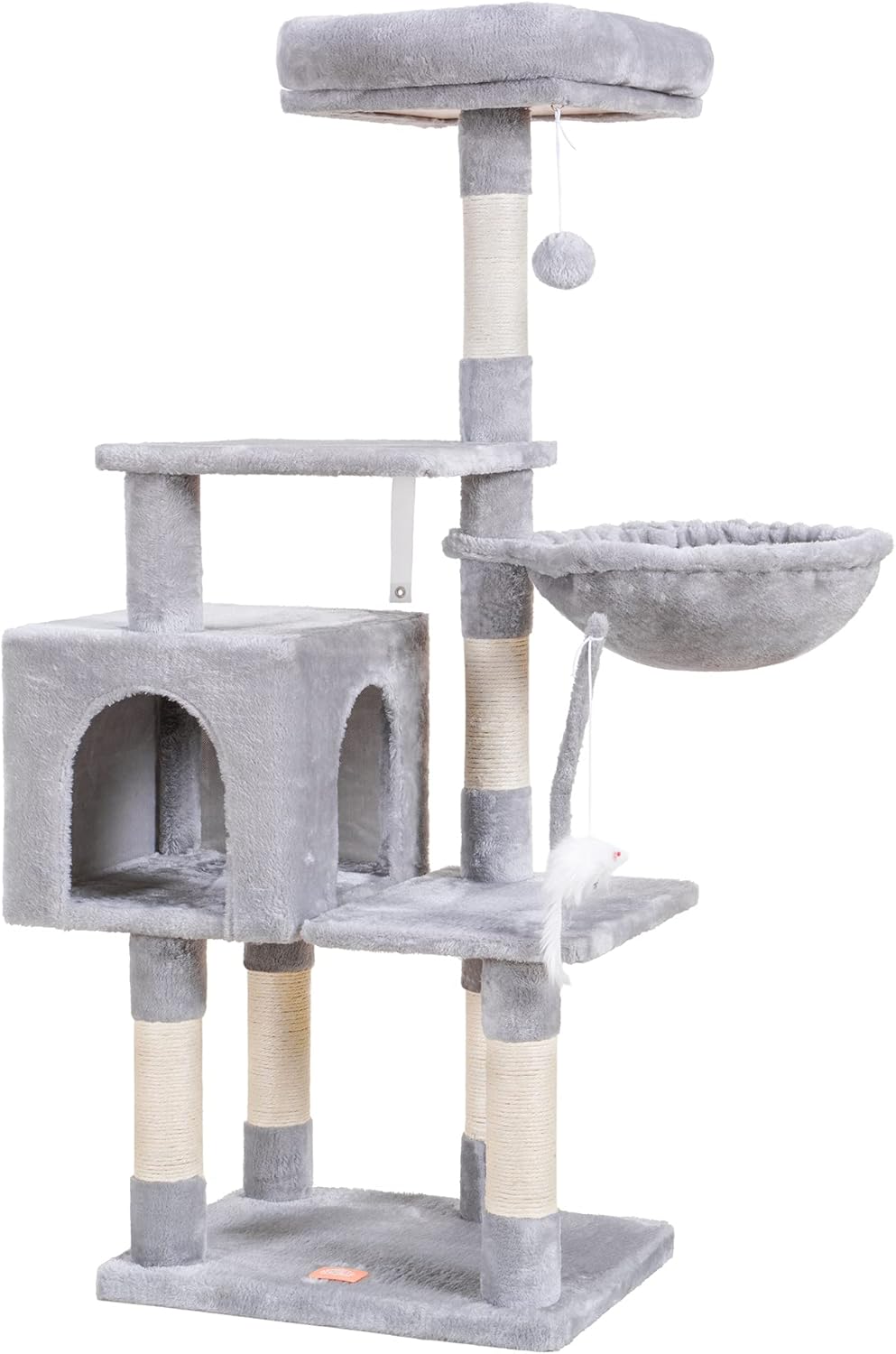Cat Tree with Toy, 43.3 inch Cat Tower for Indoor Cats HCT004SGR | Cat Condo with Durable Sisal Scratching Posts, Cat House with Padded Plush Perch, Cozy Hammock, Green