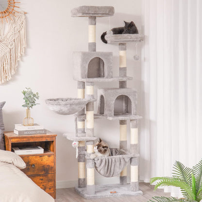 Cat Tree with Toy, 43.3 inch Cat Tower for Indoor Cats HCT004SGR | Cat Condo with Durable Sisal Scratching Posts, Cat House with Padded Plush Perch, Cozy Hammock, Green