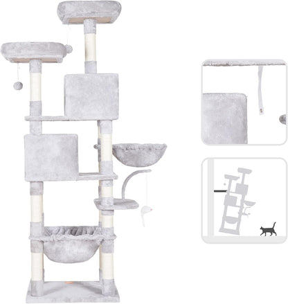 Cat Tree with Toy, 43.3 inch Cat Tower for Indoor Cats HCT004SGR | Cat Condo with Durable Sisal Scratching Posts, Cat House with Padded Plush Perch, Cozy Hammock, Green