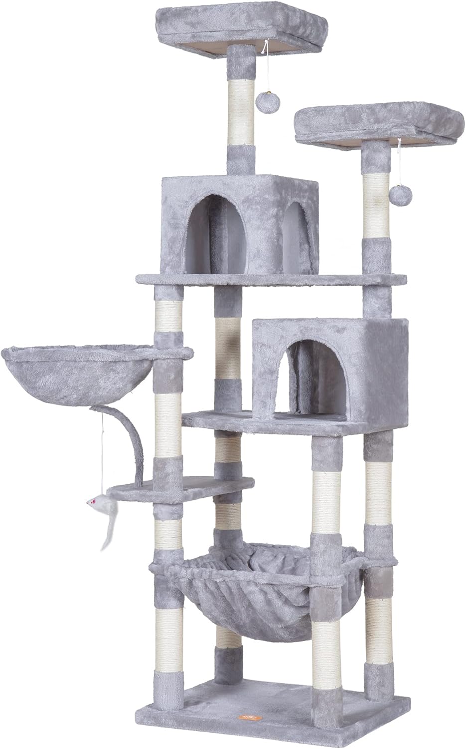 Cat Tree with Toy, 43.3 inch Cat Tower for Indoor Cats HCT004SGR | Cat Condo with Durable Sisal Scratching Posts, Cat House with Padded Plush Perch, Cozy Hammock, Green