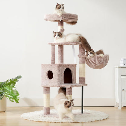 Cat Tree with Toy, 43.3 inch Cat Tower for Indoor Cats HCT004SGR | Cat Condo with Durable Sisal Scratching Posts, Cat House with Padded Plush Perch, Cozy Hammock, Green