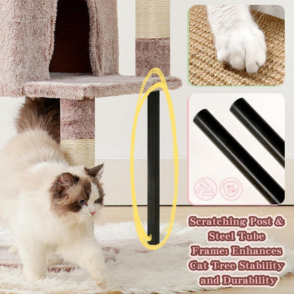 Cat Tree with Toy, 43.3 inch Cat Tower for Indoor Cats HCT004SGR | Cat Condo with Durable Sisal Scratching Posts, Cat House with Padded Plush Perch, Cozy Hammock, Green