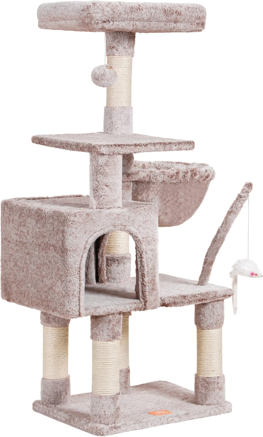 Cat Tree with Toy, 43.3 inch Cat Tower for Indoor Cats HCT004SGR | Cat Condo with Durable Sisal Scratching Posts, Cat House with Padded Plush Perch, Cozy Hammock, Green