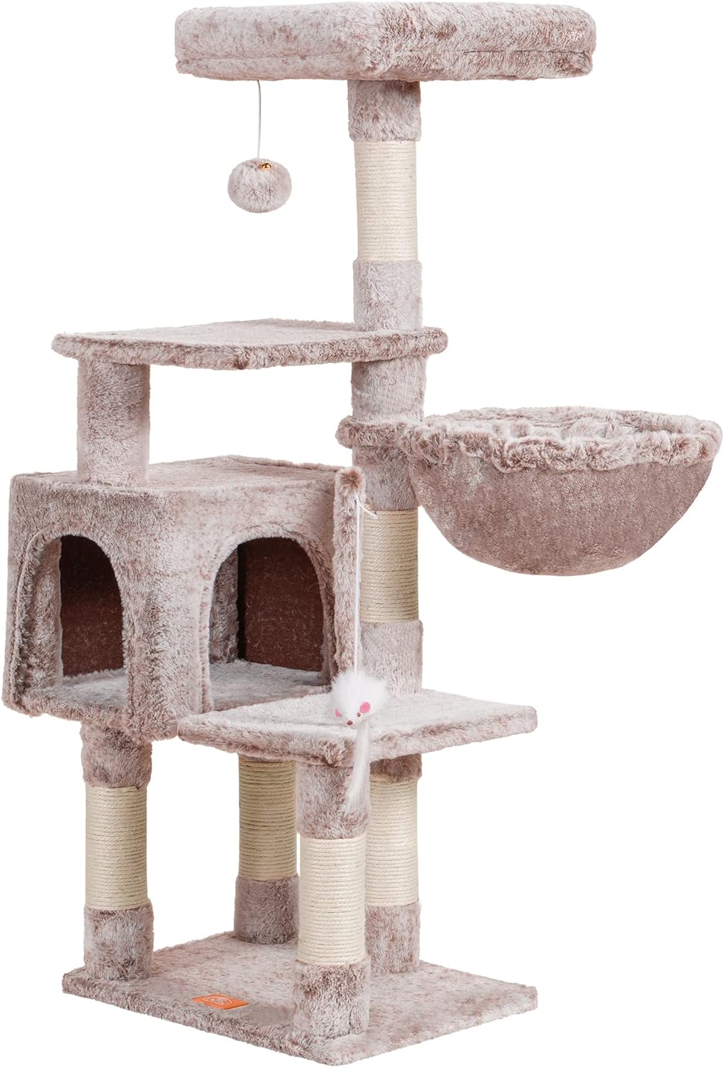 Cat Tree with Toy, 43.3 inch Cat Tower for Indoor Cats HCT004SGR | Cat Condo with Durable Sisal Scratching Posts, Cat House with Padded Plush Perch, Cozy Hammock, Green