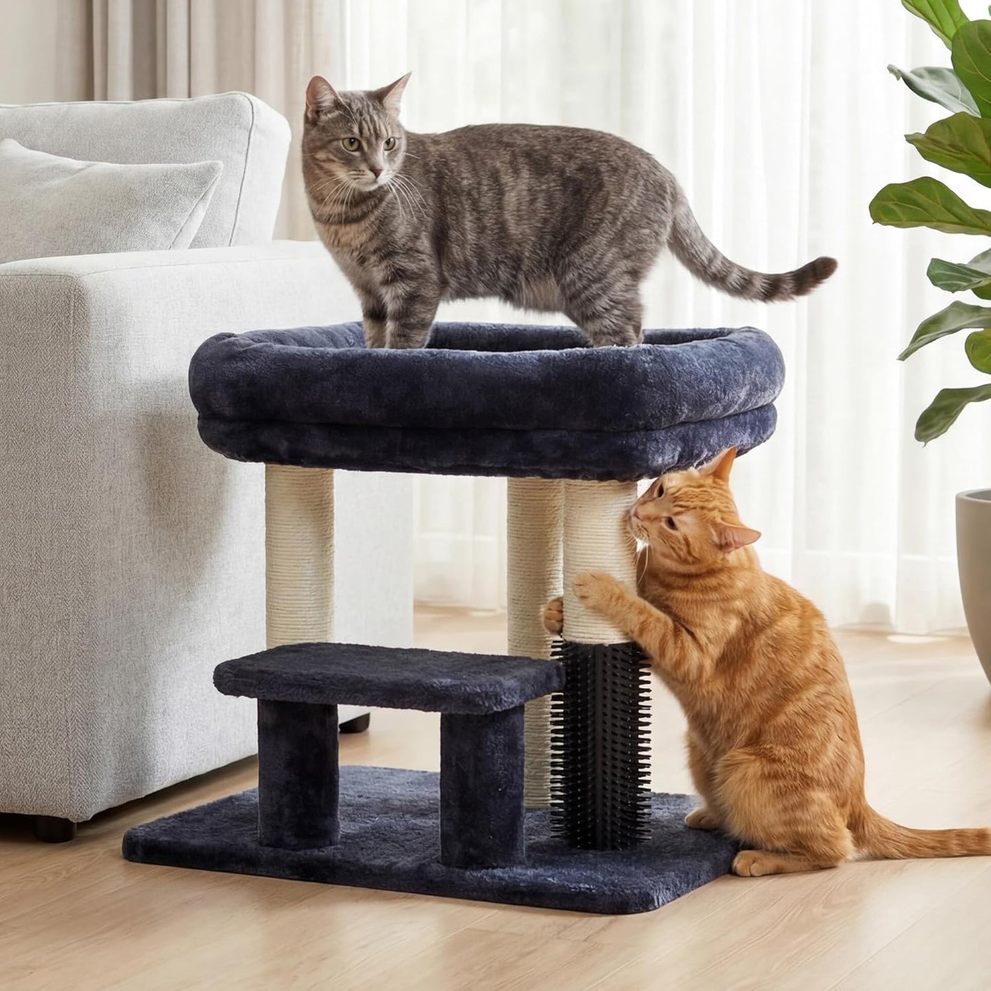 Cat Tree with Toy, 43.3 inch Cat Tower for Indoor Cats HCT004SGR | Cat Condo with Durable Sisal Scratching Posts, Cat House with Padded Plush Perch, Cozy Hammock, Green