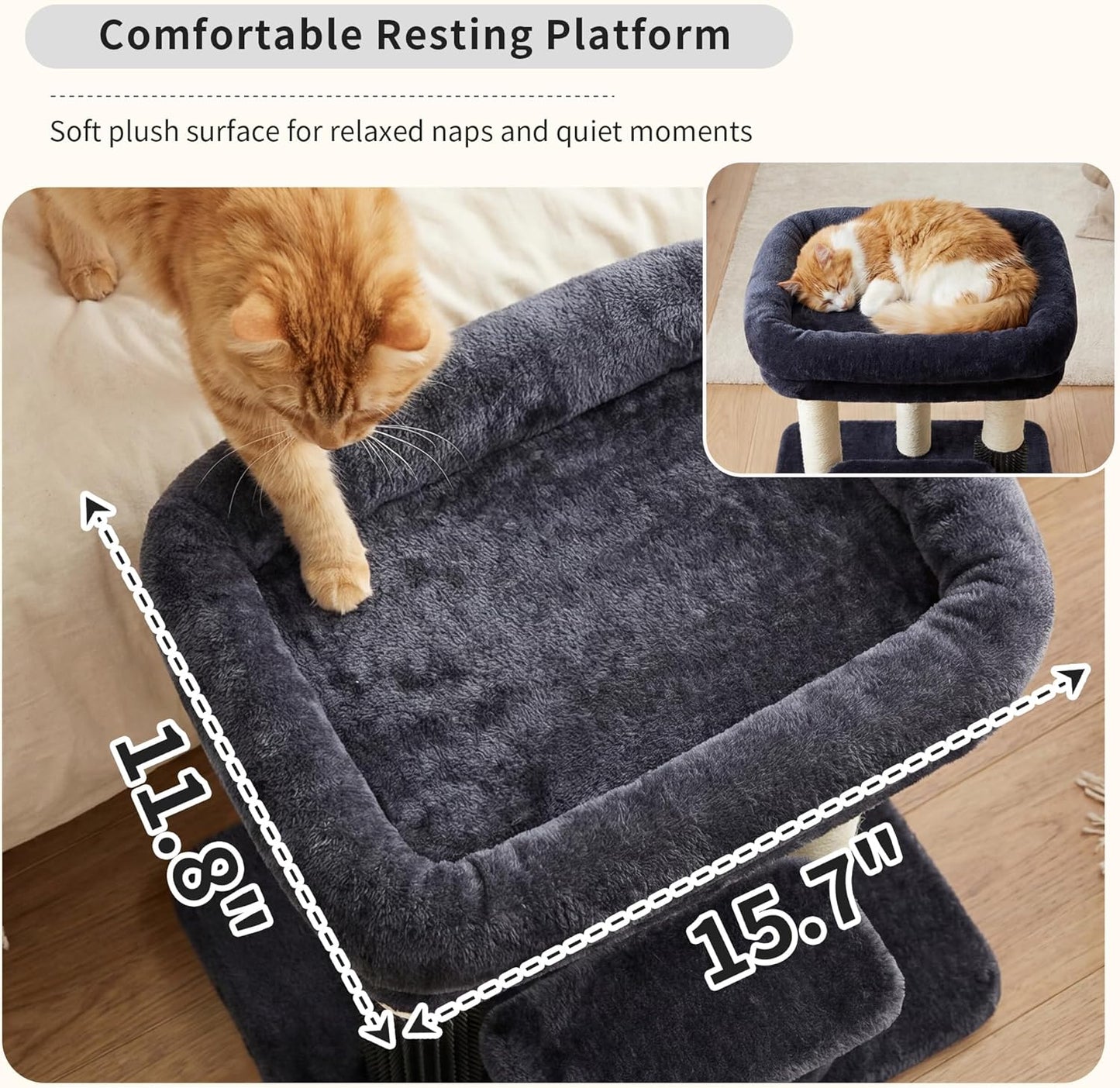 Cat Tree with Toy, 43.3 inch Cat Tower for Indoor Cats HCT004SGR | Cat Condo with Durable Sisal Scratching Posts, Cat House with Padded Plush Perch, Cozy Hammock, Green