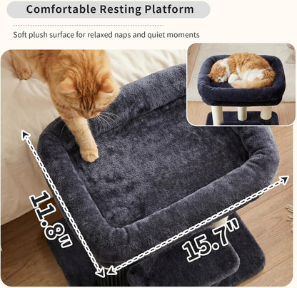 Cat Tree with Toy, 43.3 inch Cat Tower for Indoor Cats HCT004SGR | Cat Condo with Durable Sisal Scratching Posts, Cat House with Padded Plush Perch, Cozy Hammock, Green