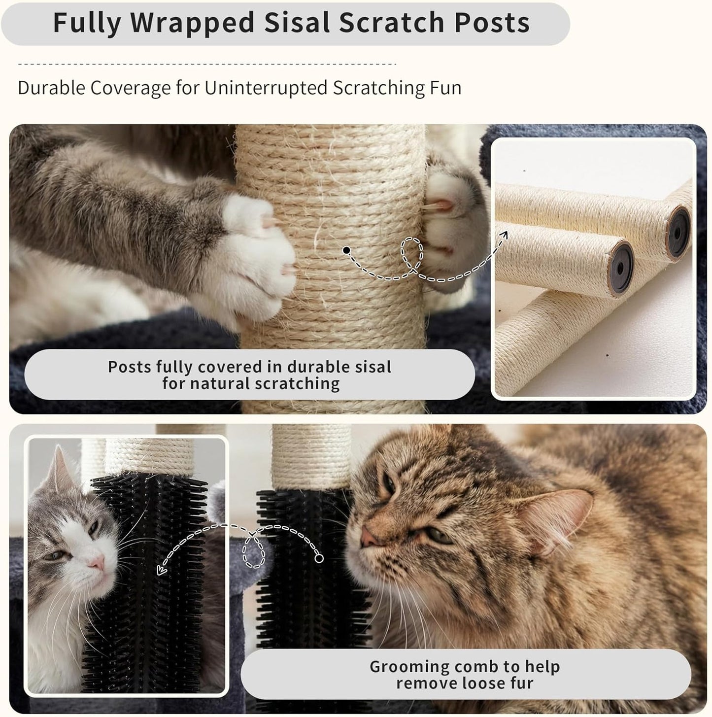 Cat Tree with Toy, 43.3 inch Cat Tower for Indoor Cats HCT004SGR | Cat Condo with Durable Sisal Scratching Posts, Cat House with Padded Plush Perch, Cozy Hammock, Green