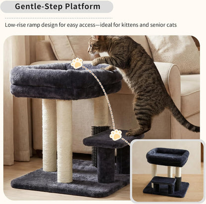 Cat Tree with Toy, 43.3 inch Cat Tower for Indoor Cats HCT004SGR | Cat Condo with Durable Sisal Scratching Posts, Cat House with Padded Plush Perch, Cozy Hammock, Green