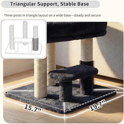 Cat Tree with Toy, 43.3 inch Cat Tower for Indoor Cats HCT004SGR | Cat Condo with Durable Sisal Scratching Posts, Cat House with Padded Plush Perch, Cozy Hammock, Green