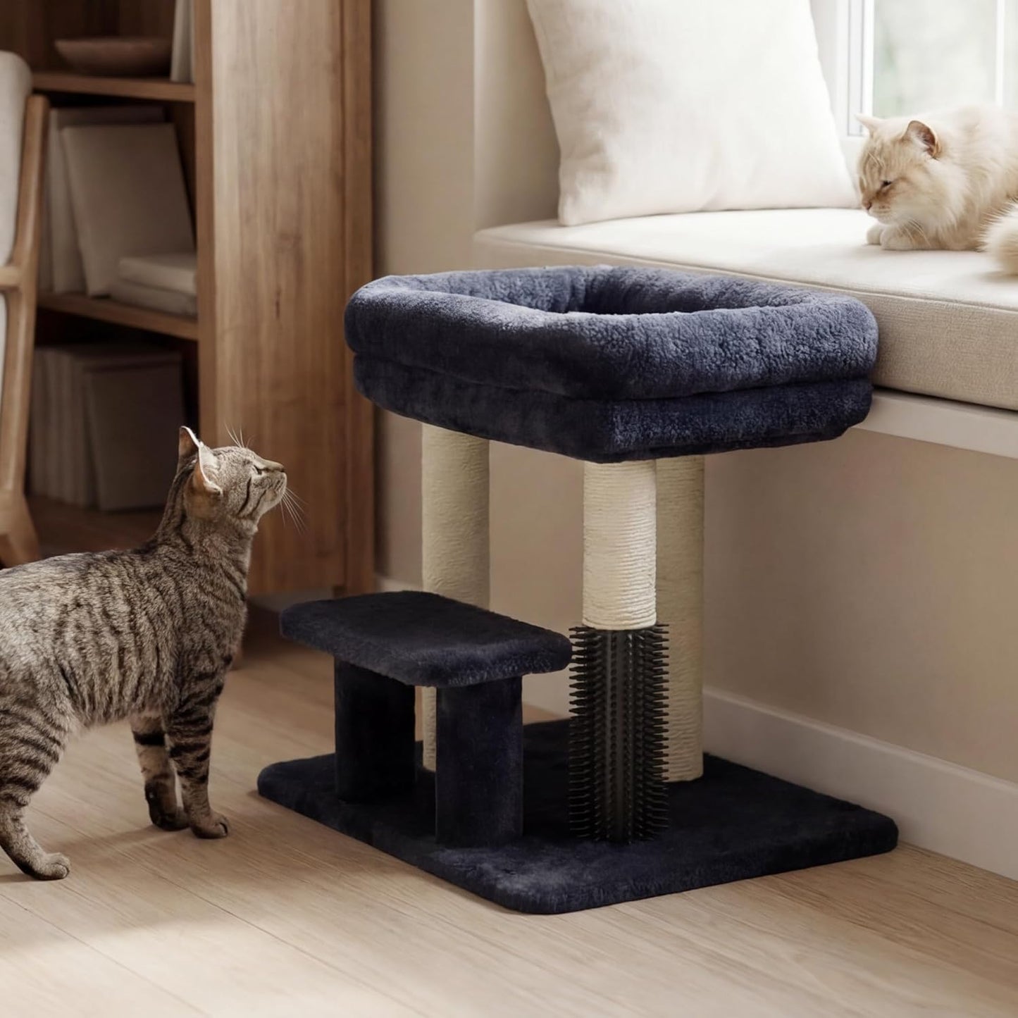 Cat Tree with Toy, 43.3 inch Cat Tower for Indoor Cats HCT004SGR | Cat Condo with Durable Sisal Scratching Posts, Cat House with Padded Plush Perch, Cozy Hammock, Green