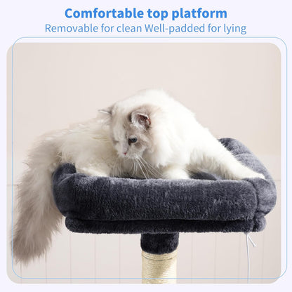 Cat Tree with Toy, 43.3 inch Cat Tower for Indoor Cats HCT004SGR | Cat Condo with Durable Sisal Scratching Posts, Cat House with Padded Plush Perch, Cozy Hammock, Green