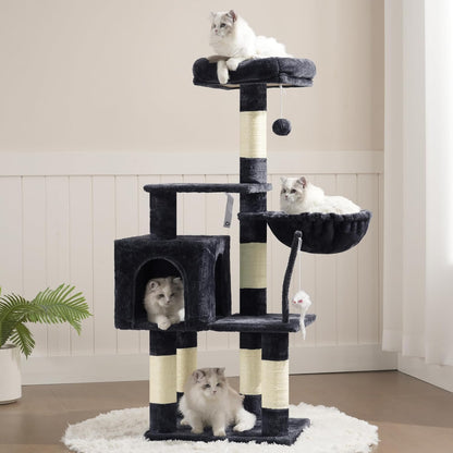 Cat Tree with Toy, 43.3 inch Cat Tower for Indoor Cats HCT004SGR | Cat Condo with Durable Sisal Scratching Posts, Cat House with Padded Plush Perch, Cozy Hammock, Green