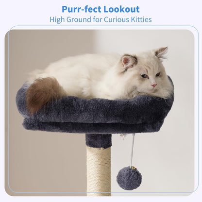Cat Tree with Toy, 43.3 inch Cat Tower for Indoor Cats HCT004SGR | Cat Condo with Durable Sisal Scratching Posts, Cat House with Padded Plush Perch, Cozy Hammock, Green