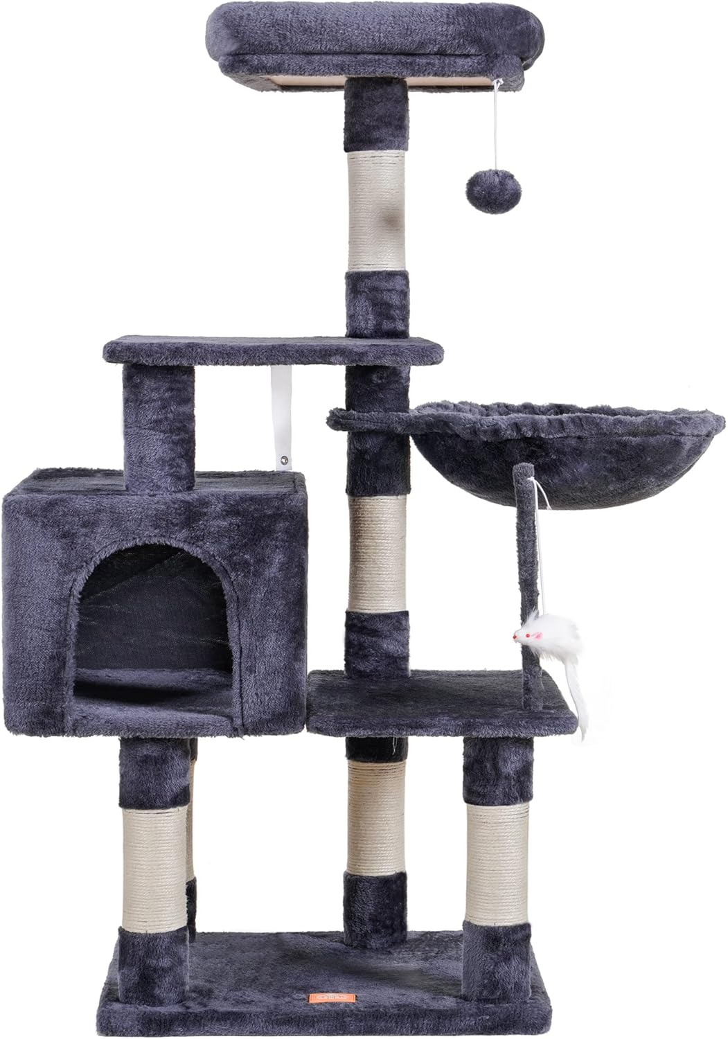 Cat Tree with Toy, 43.3 inch Cat Tower for Indoor Cats HCT004SGR | Cat Condo with Durable Sisal Scratching Posts, Cat House with Padded Plush Perch, Cozy Hammock, Green