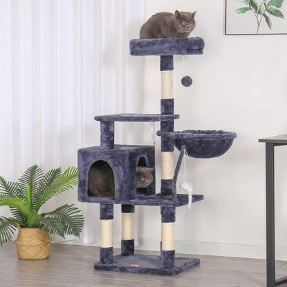 Cat Tree with Toy, 43.3 inch Cat Tower for Indoor Cats HCT004SGR | Cat Condo with Durable Sisal Scratching Posts, Cat House with Padded Plush Perch, Cozy Hammock, Green