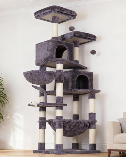 Cat Tree with Toy, 43.3 inch Cat Tower for Indoor Cats HCT004SGR | Cat Condo with Durable Sisal Scratching Posts, Cat House with Padded Plush Perch, Cozy Hammock, Green