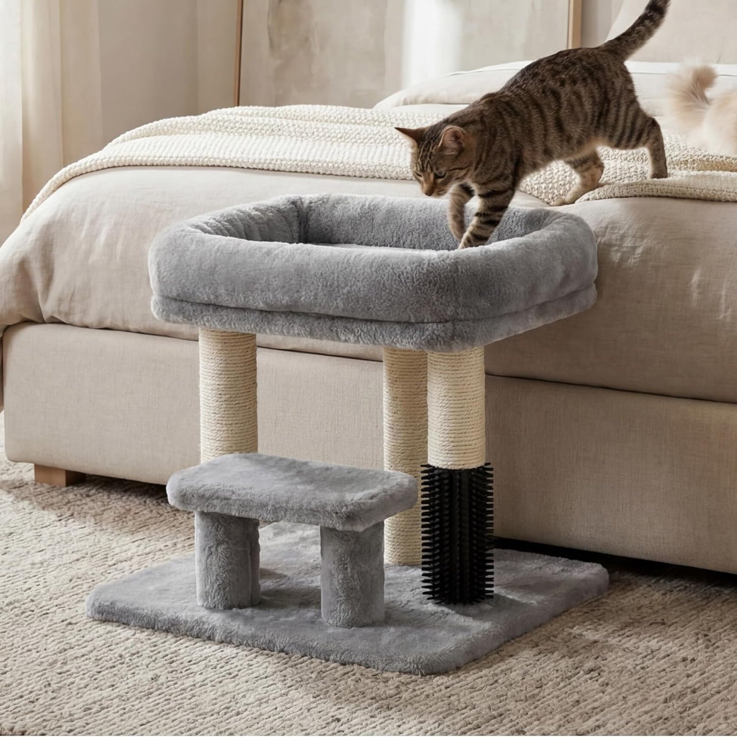 Cat Tree with Toy, 43.3 inch Cat Tower for Indoor Cats HCT004SGR | Cat Condo with Durable Sisal Scratching Posts, Cat House with Padded Plush Perch, Cozy Hammock, Green