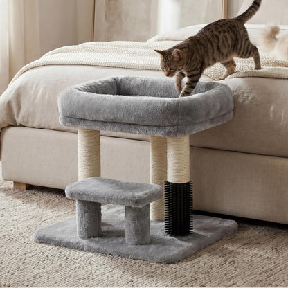 Cat Tree with Toy, 43.3 inch Cat Tower for Indoor Cats HCT004SGR | Cat Condo with Durable Sisal Scratching Posts, Cat House with Padded Plush Perch, Cozy Hammock, Green