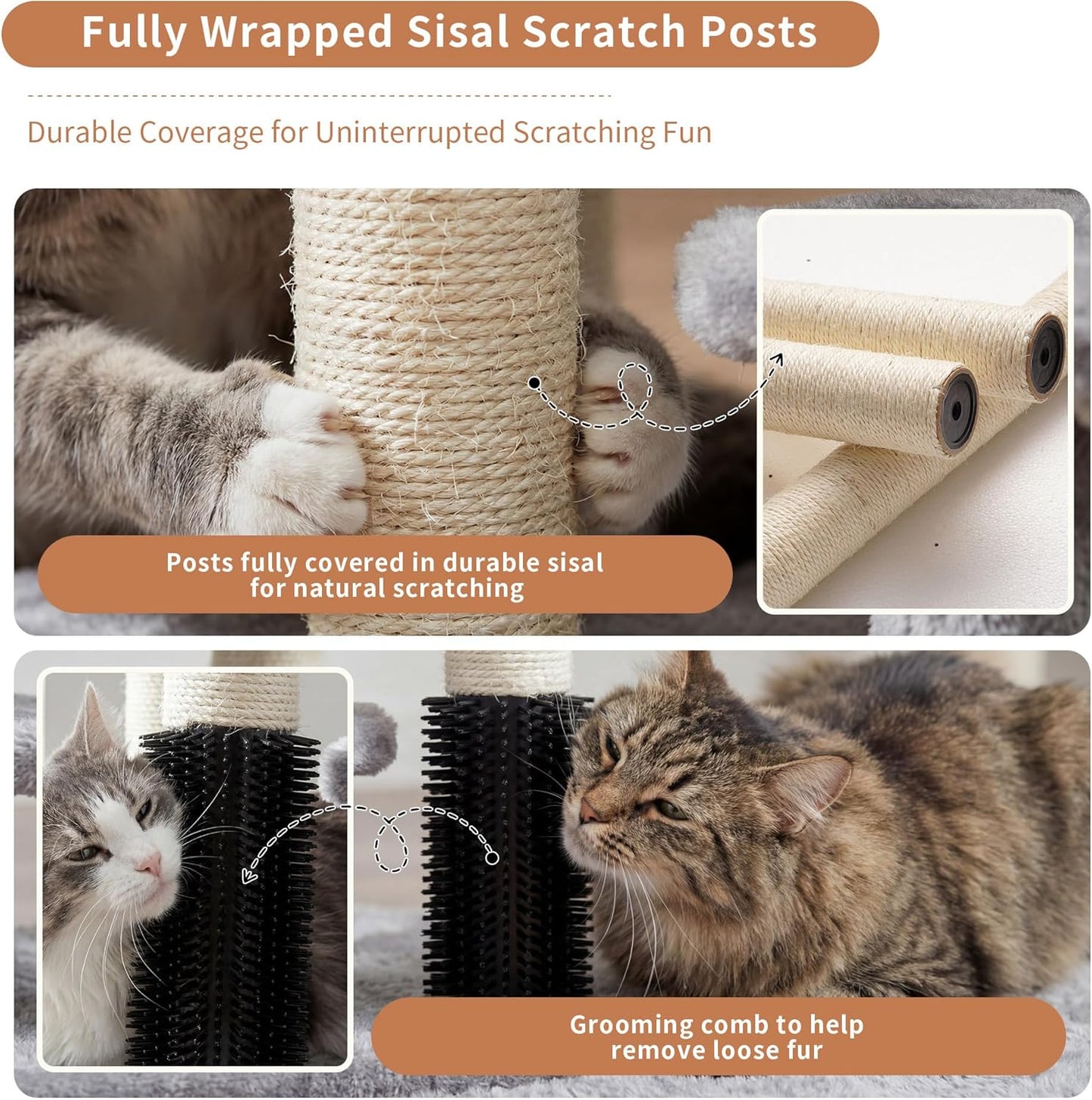Cat Tree with Toy, 43.3 inch Cat Tower for Indoor Cats HCT004SGR | Cat Condo with Durable Sisal Scratching Posts, Cat House with Padded Plush Perch, Cozy Hammock, Green