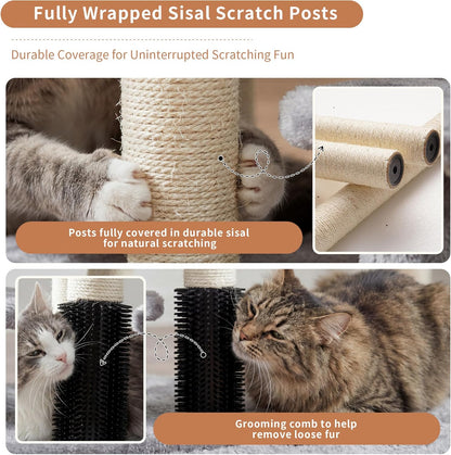 Cat Tree with Toy, 43.3 inch Cat Tower for Indoor Cats HCT004SGR | Cat Condo with Durable Sisal Scratching Posts, Cat House with Padded Plush Perch, Cozy Hammock, Green